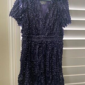 Cocktail dress , dark blue, Anthropologie ,XL, print is gorgeous. Wore once.